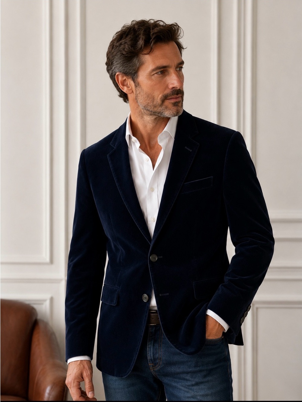 Adolfo Navy Velvet Sport Coat 48R